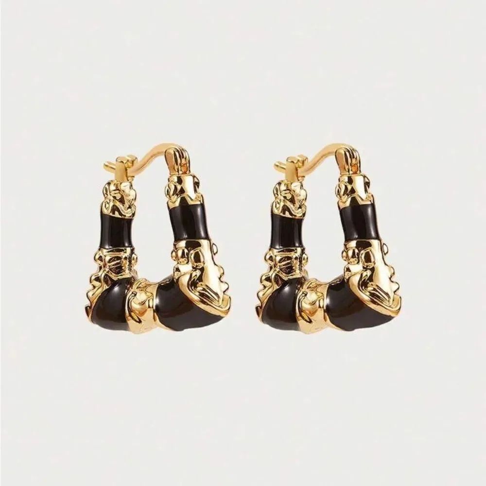 Black Hoop Earrings Q728